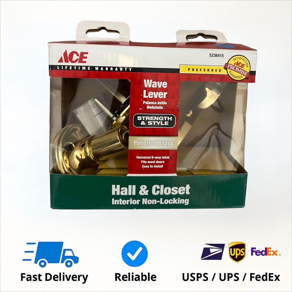 Hall & Closet 5238415 Wave Lever Non-Locking, Polished Brass, FREE SHIP